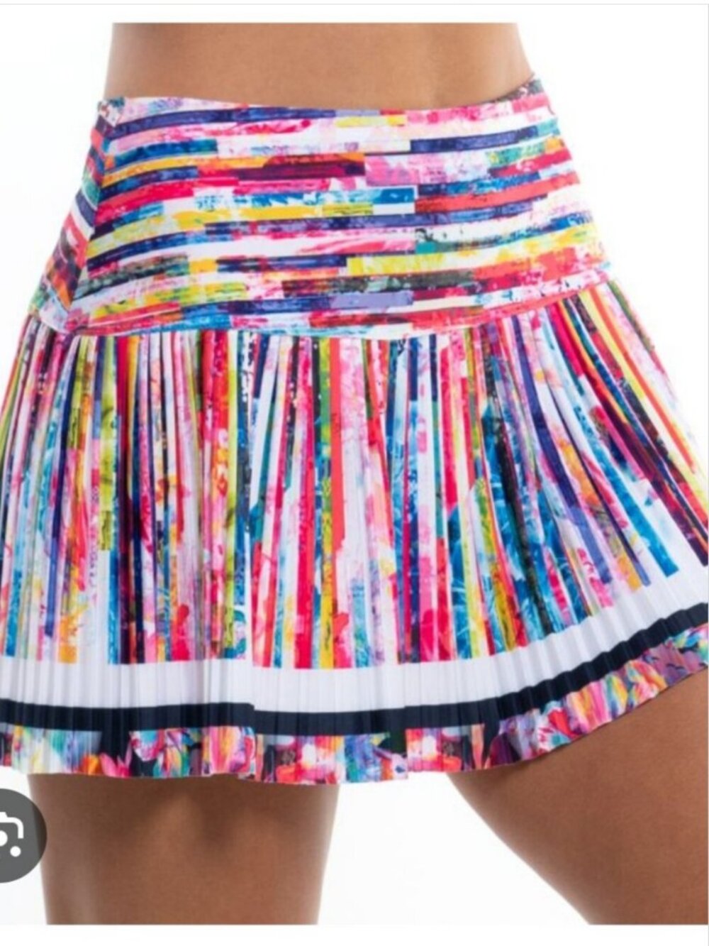 EUC Lucky in Love XL Techno Tropic Long Techno Stripe Pleated Skirt Tennis Skort